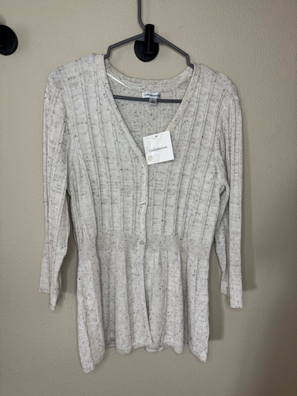 Croft & Barrow Ribbed Peplum Cardigan Top NWT Size Large